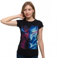 Нова дамска тениска с дигитален печат Вълк, GALAXY WOLF, Серия вълци, снимка 9 - Тениски - 29463595