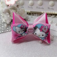 Аксесоар за коса с панделка на сладко Hello Kitty. , снимка 2 - Шноли, диадеми, ленти - 31696503