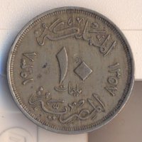 Египет 10 милима 1938 година крал Фарук, снимка 2 - Нумизматика и бонистика - 31781015