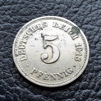 Стара монета 5 пфенига 1913 г. буква  А -Германия - 110 годишна !, снимка 11 - Нумизматика и бонистика - 39791105