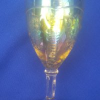 Стъклени чаши за концентрат или вино, богата ръчна инкрустация, столче, седефен ефект, снимка 6 - Чаши - 40783411