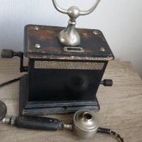 Рядък телефон с две манивели началото на 20 век, снимка 4 - Антикварни и старинни предмети - 42859603