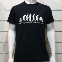 Нова мъжка тениска с трансферен печат Човешка еволюция в черен цвят, снимка 5 - Тениски - 36598981