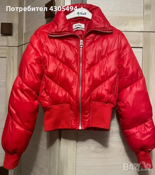 Червено пухено яке, снимка 1