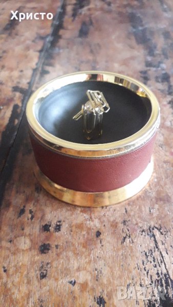 кламерник магнитен Лерхе Lerche Солинген Solingen с 24 карата златно покритие и естествена кожа цвят, снимка 1