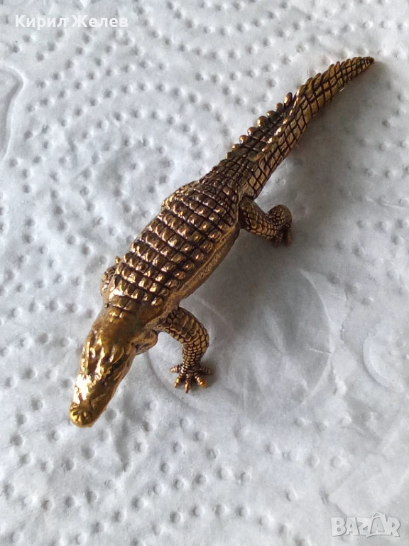 Бронзова фигурка на крокодил малка 52510, снимка 1