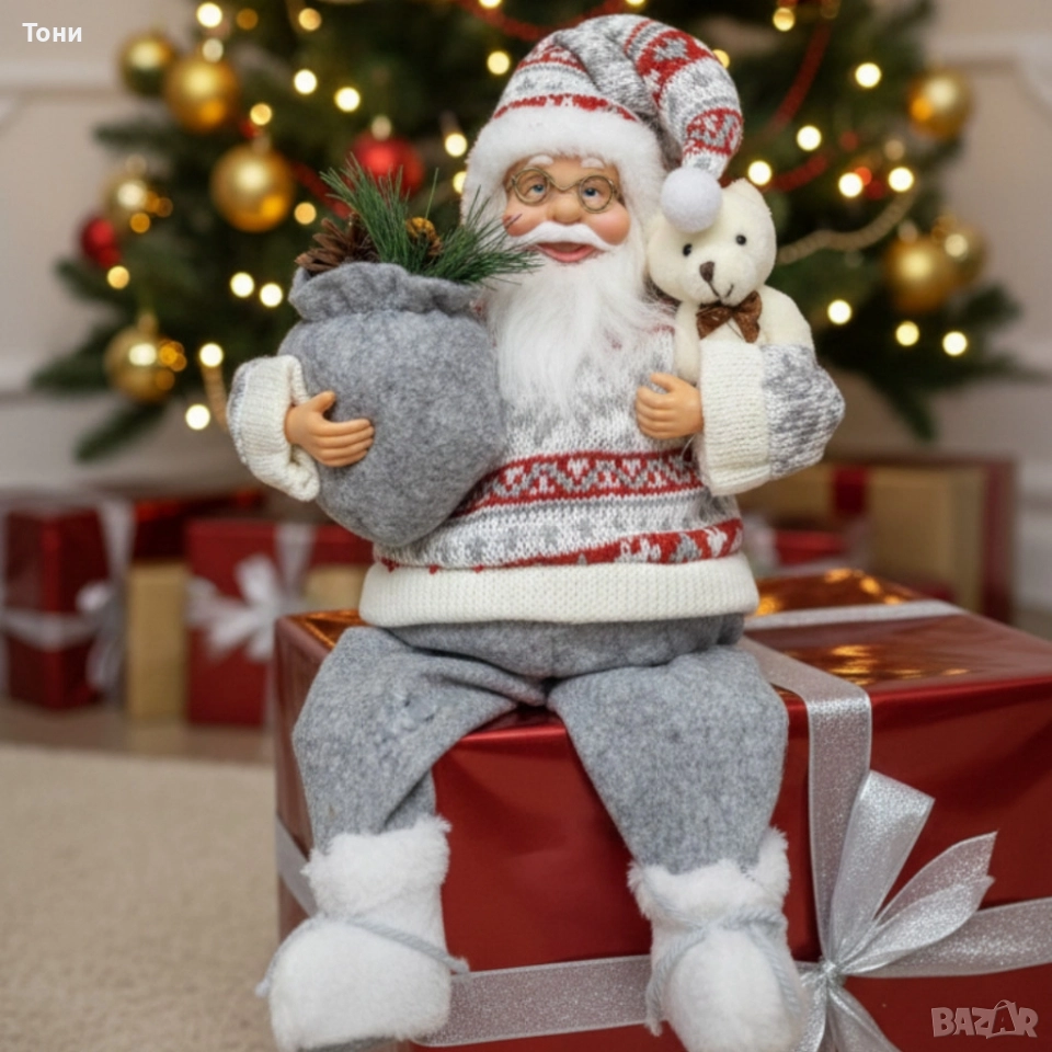 Голям Дядо Коледа с торба и мече - Атмосфера, уют и празничен стил, снимка 1