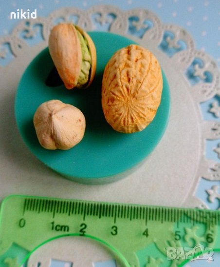 3d Ядки Лешник Шам Фъстък силиконов молд форма за украса торта фондан гипс шоколад смола, снимка 1