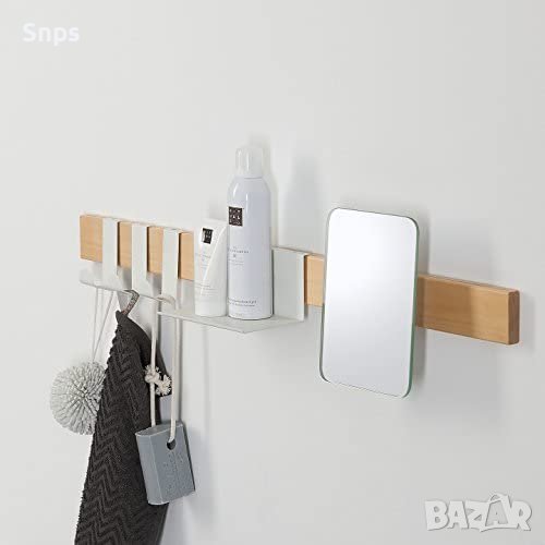 Закачалка за стена с 3 куки, тава и огледало, снимка 1