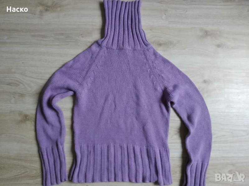 Лилав пуловер с поло на terranova , l size, снимка 1