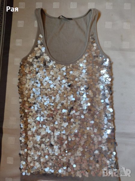 Елегантен потник с ламе в цвят каки AX Armani Exchange ,, снимка 1