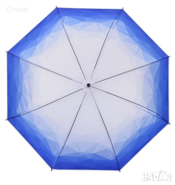 Чадър тип бастун Автоматичен Син Бял Градиент 81,5 см, снимка 1