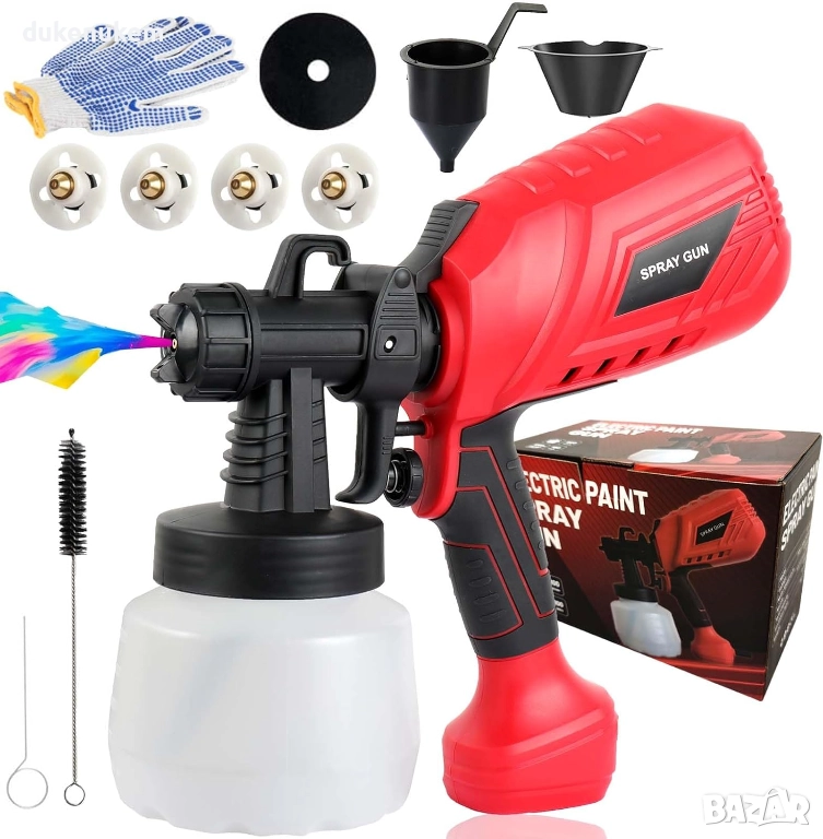 Електрически пистолет за боядисване 700W, 1200 мл, 4 медни дюзи, снимка 1