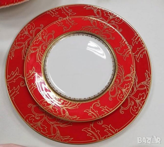 Сервиз от костен порцелан за съдомиялна машина - Червен, снимка 1