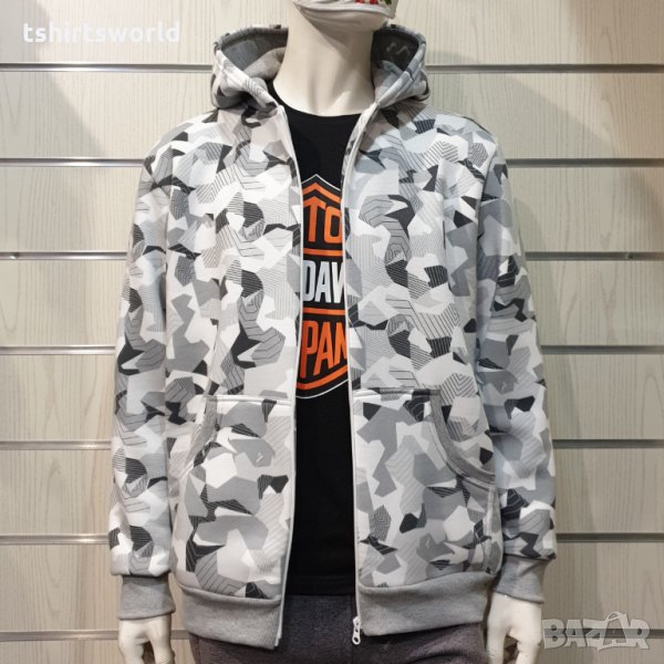 Нов мъжки камуфлажен суичър с цип и качулка, снимка 1
