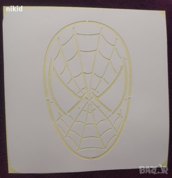 Спайдърмен Spiderman лице стенсил шаблон спрей торта украса бисквитки фондан силиконов шаблон, снимка 1