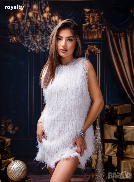 Бяла Дамска Мека Рокля , снимка 1