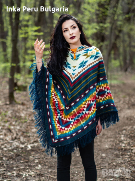Автентично еквадорско дамско вълнено пончо, различни цветове, снимка 1