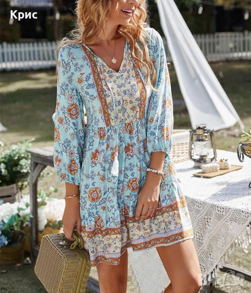 Ефирна лятна рокля, размер L, снимка 1