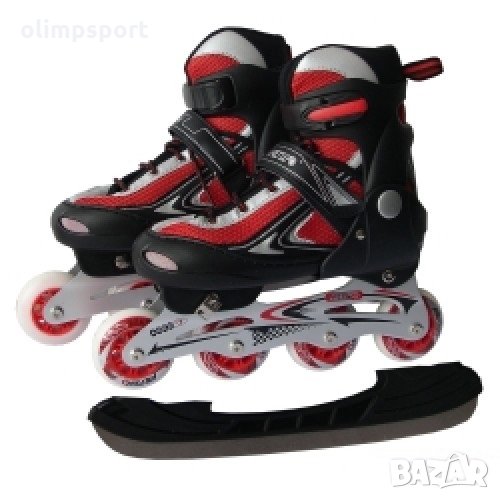 Комплект ролери и зимни кънки 2в1. Подходящи за употреба през всички сезони. Регулируем модел обхващ, снимка 1