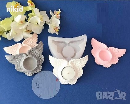 Крила силиконов молд форма калъп свещ свещник, снимка 1