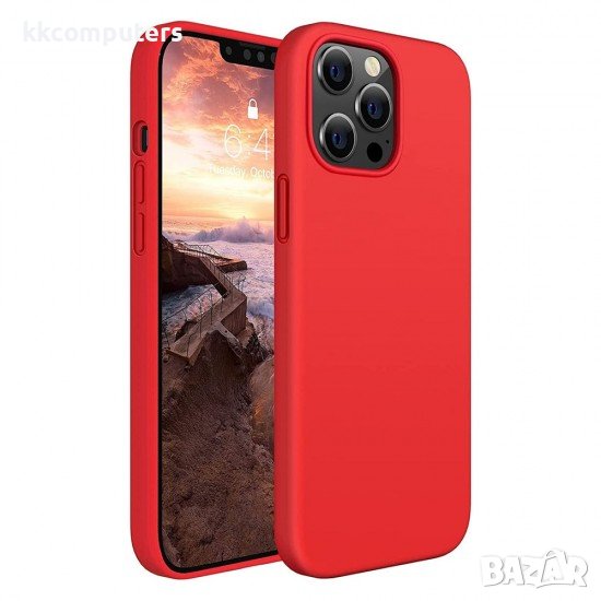 Силиконов кейс bSmart Silicone Soft Cover, За iPhone 14 (6.1), Червен, снимка 1