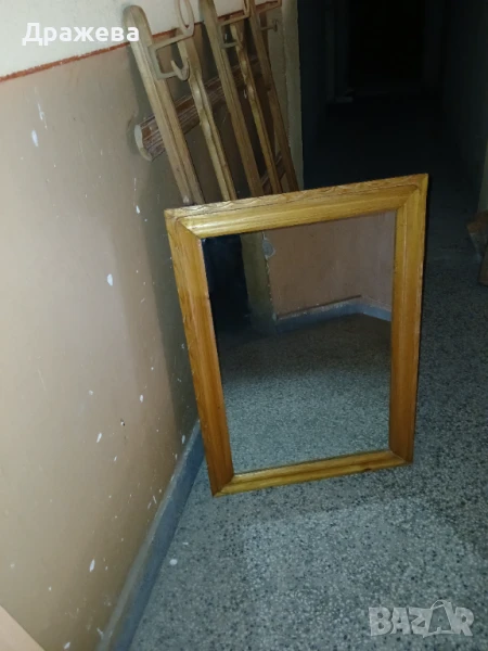 Ретро  комплект -закачалка и огледало, дърво, снимка 1