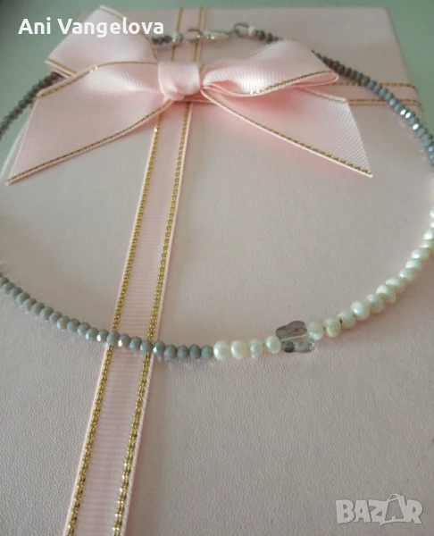 Колие-чокър с естествени перли, снимка 1