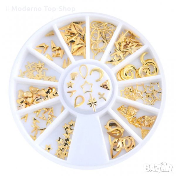 Палитра метални фигурки за арт маникюр – 12 вида/Декорация на нокти, снимка 1