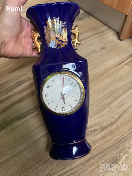 Прекрасна стара ваза с часовник ! 30,5 см !, снимка 1