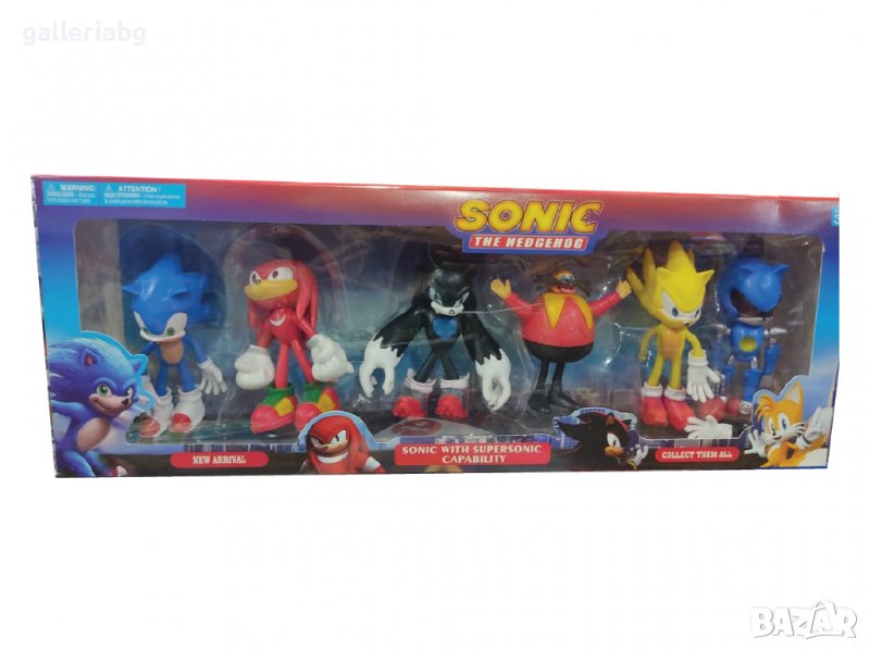 6 фигури на Соник: Филмът фигурки - Sonic, Knuckles, Shadow, Robotnik (Sonic the Hedgehog), снимка 1