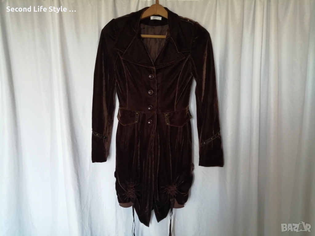 Стиймпънк дамска кадифена рокля/туника с капси и копчета р-р M, снимка 1