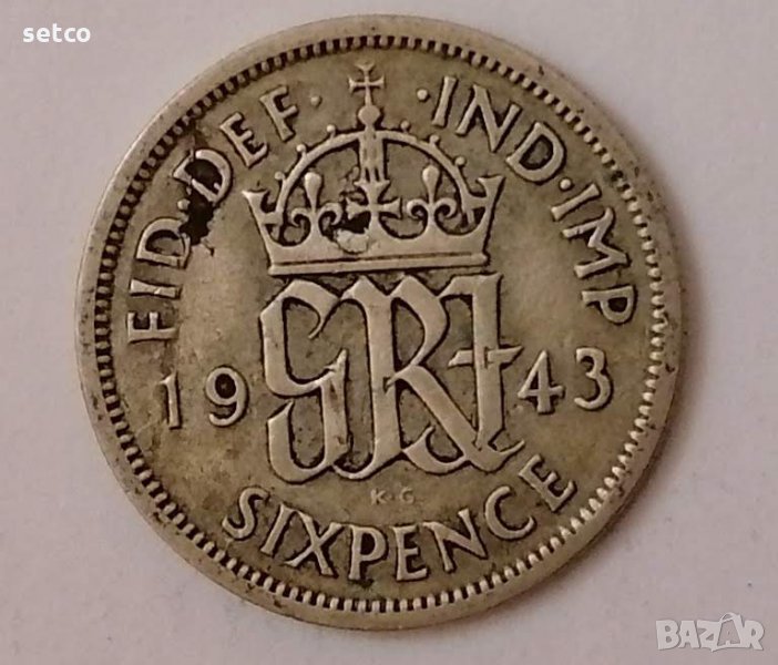 Великобритания 6 пенса 1943 с110, снимка 1