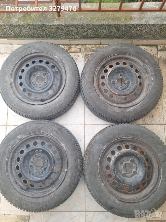 Продавам 4 бр. джанти със зимни гуми за Рено 175*65*14, снимка 1