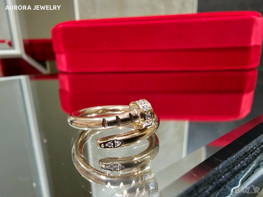 CARTIER Nail Juste un Clou Classic Rose Gold Diamonds Пръстен Пирон, снимка 1