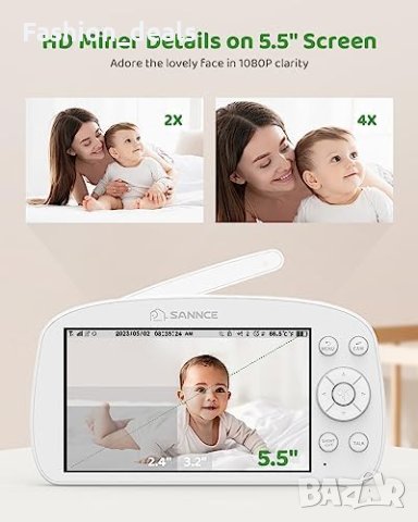 Нов WiFi бебешки монитор с вътрешна камера 1080P HD 5000mAh Бебефон, снимка 6 - Бебефони - 42350486