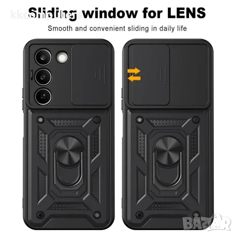 За Realme C100 5G / C83 5G Удароустойчив TPU PC Калъф с Въртяща Стойка, Плъзгащо Капаче за Камерата , снимка 15 - Калъфи, кейсове - 56184702