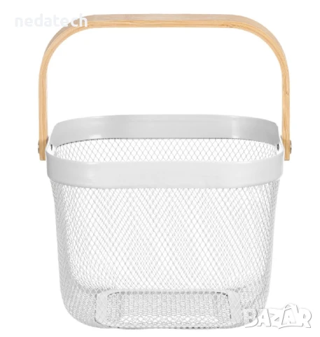 Метална квадратна кошница за съхранение, Бял, 24,5x24,5x18 см., снимка 2 - Кутии за съхранение - 51256838