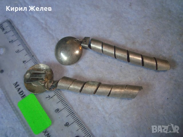 СТАРИ РЪЧНО ХУДОЖЕСТВЕНО ИЗРАБОТЕНИ ВИНТИДЖ - АРТ СРЕБРИСТИ ОБЕЦИ 27725, снимка 2 - Обеци - 37745280