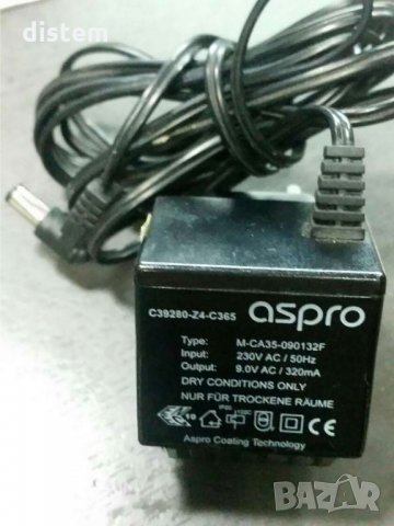 Aspro C39280-Z4-C365 / M-CA35-090132 F / 9V AC 320mA Адаптер за захранване Dc Plug