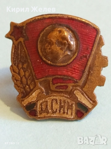 Соц значка на Димитровския съюз на народната младеж за КОЛЕКЦИЯ 52791, снимка 2 - Колекции - 53163751