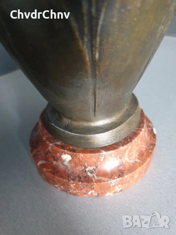 Франция 1800-те/2бр фигурални вази 32см-4кг/стари френски пиедестални вази с дръжки/ЦАМ-мрамор, снимка 10 - Антикварни и старинни предмети - 52956687