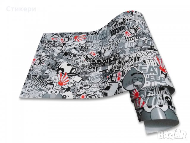ПРОМО! стикер BOMB 150х50см JDM руло ЧЕРНО ЧЕРВЕНО, снимка 2 - Аксесоари и консумативи - 29729643