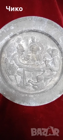 масивна Стара гравирана чиния от цам, снимка 2 - Антикварни и старинни предмети - 52587078