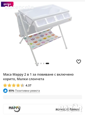 Маса за оповиване +корито, снимка 2 - За банята - 51386213