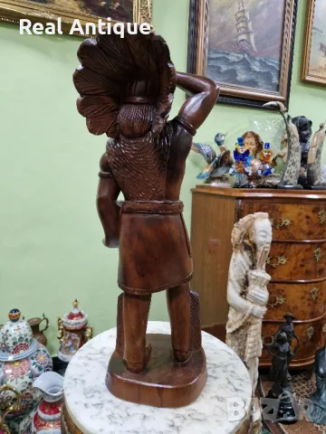 Голяма антикварна колекционерска дървена фигура статуетка , снимка 9 - Статуетки - 49704835