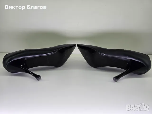 Черни обувки на ток - Естествена кожа, снимка 8 - Дамски обувки на ток - 49879744