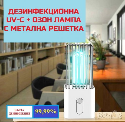 АНТИБАКТЕРИАЛНА Лампа с Метална Решетка и UV-C + Озон светлина - Разпродажба със 70% Намаление, снимка 10 - Друга електроника - 29402662