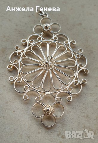 Сребърен медальон - филигран, снимка 3 - Антикварни и старинни предмети - 38597510