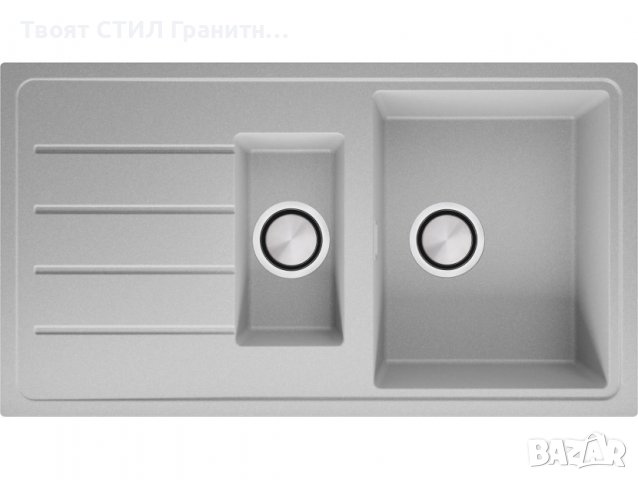 Кухненска Мивка от Гранит модел Копенхаген 900 x 500 Supreme Duo - сива